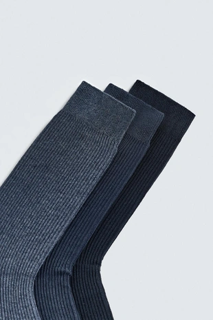 Набор из 3 пар легких носков в рубчик- Заказать в России