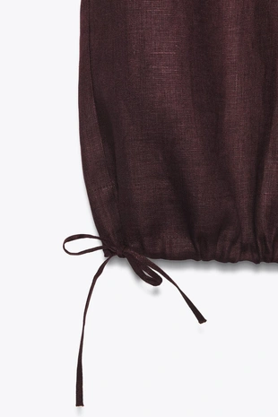 Aubergine | 8749/386/610 - Zara Льняные брюки-баллоны