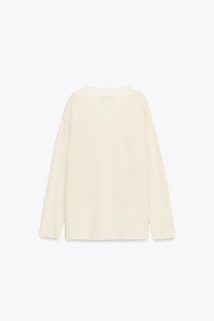 Вязаный свитер с кружевом из шерсти