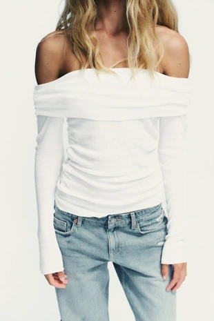 Футболка без бретелей со сборками