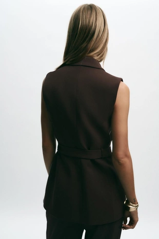 Удлиненный жилет с боковой полосой- Заказать в России