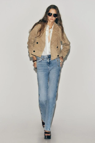 Укороченная кожаная куртка-тренч- Заказать в России