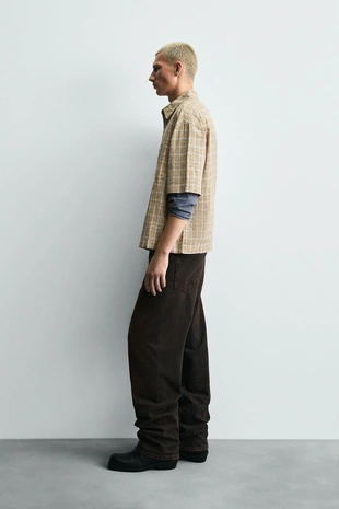 Рубашка BOXY FIT в клетку- Заказать в России