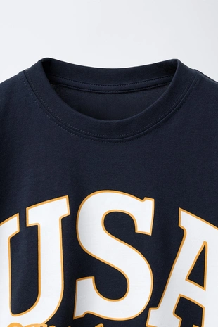 Navy blue | 1887/662/401 - Zara Футболка в университетском стиле