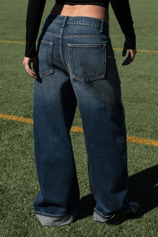 Navy blue | 8727/235/401 - Zara Джинсы BAGGY FOLDED TRF со средней посадкой