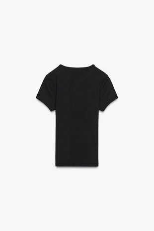 Футболка в рубчик с короткими рукавами