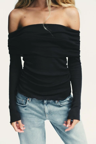 Футболка без бретелей со сборками- Заказать в России