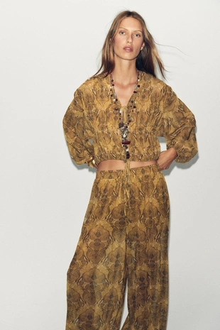 Брюки-багги с принтом- Заказать в России