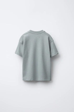 Light blue | 0039/674/406 - Zara Комплект из футболки и шортов из ткани интерлок с нашивкой