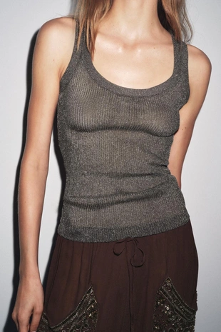 Трикотажный топ с металлизированной нитью- Заказать в России