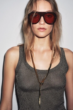 Трикотажный топ с металлизированной нитью- Заказать в России