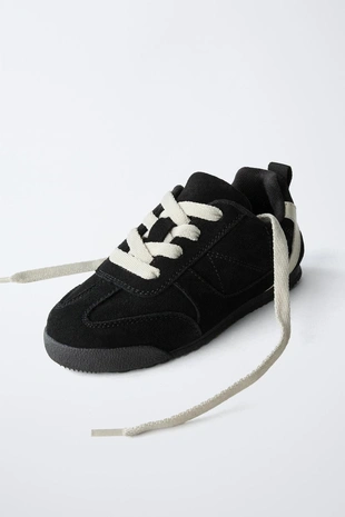 Black | 7301/630/800 - Zara Кожаные спортивные кроссовки