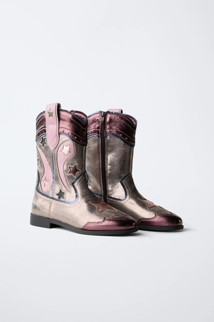 Купить Zara Металлизированные ковбойские сапоги