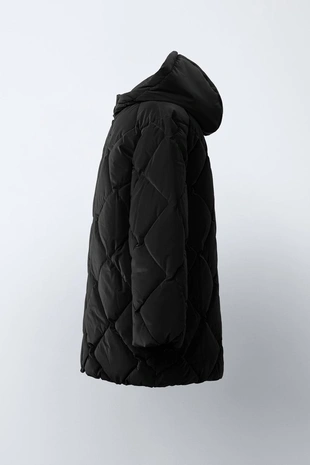 Black | 4323/700/800 - Zara Легкое стеганое прорезиненное пальто