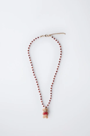 Brown | 7243/732/700 - Zara Ожерелье с бусинами и мишкой