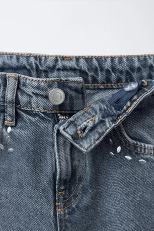 Джинсы WIDE LEG с заклепками- Заказать в России