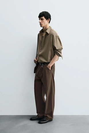 Рубашка из смесового хлопка с текстурой