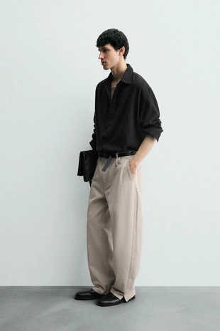 Рубашка из смесового хлопка с текстурой- Заказать в России