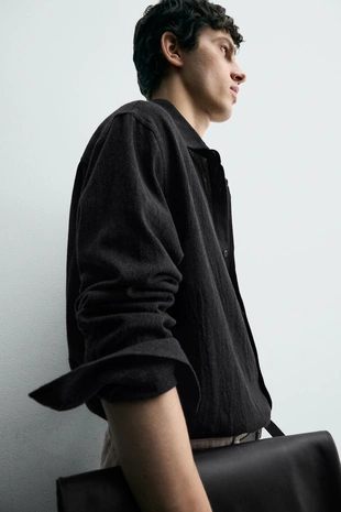 Рубашка из смесового хлопка с текстурой- Заказать в России