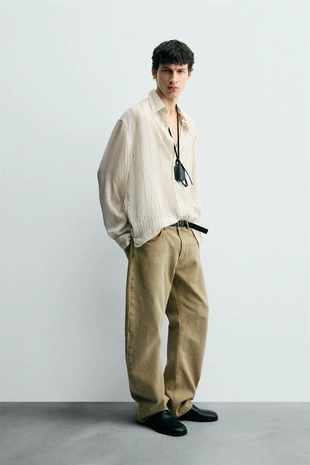 Рубашка в полоску из струящейся ткани- Заказать в России