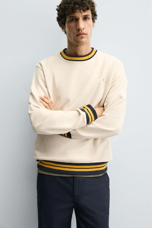 Толстовка с вышивкой и контрастной отделкой в рубчик- Заказать в России