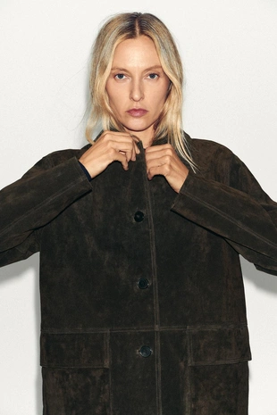 Dark khaki | 6318/233/507 - Zara Куртка из 100% замши