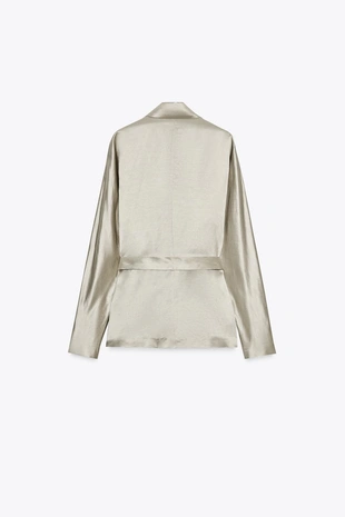 Атласный блейзер с поясом — ZW COLLECTION LIMITED EDITION- Заказать в России