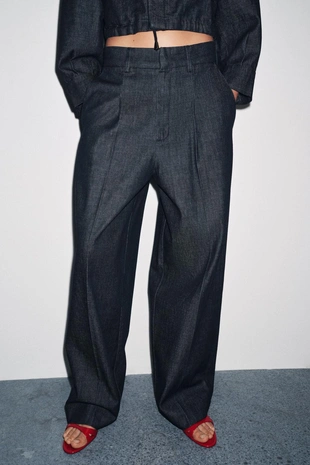 Купить Zara Джинсовые брюки с защипами — ZW COLLECTION