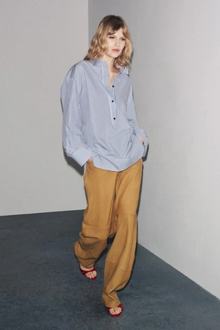 Купить Zara Поплиновая рубашка в полоску — ZW COLLECTION