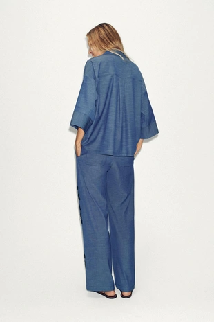 Брюки широкого кроя с цветами- Заказать в России