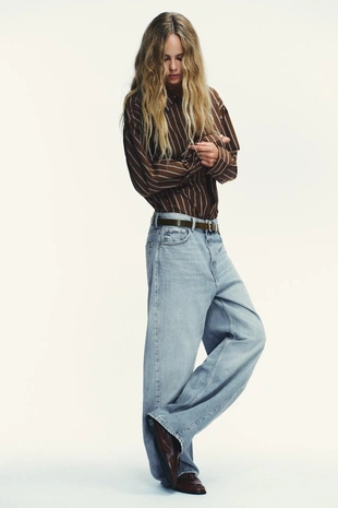 Light blue | 8727/240/406 - Zara Джинсы TRF BAGGY BALLOON со средней посадкой