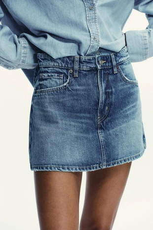 Navy blue | 8727/206/401 - Zara Джинсовая юбка-брюки TRF