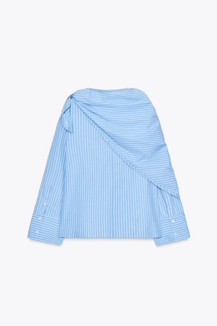 Купить Zara Рубашка в полоску с мультипозиционным платком ZW COLLECTION