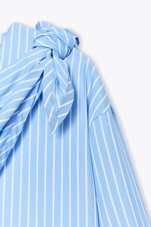 White / Sky blue | 8854/889/058 - Zara Рубашка в полоску с мультипозиционным платком ZW COLLECTION