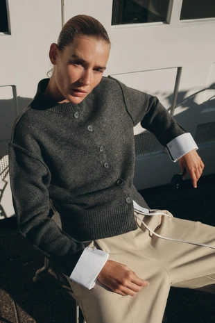 Кардиган с контрастными деталями- Заказать в России