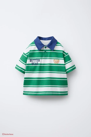 Купить Zara Поло-рубашка в полоску с принтом BUTTERBEAR ©
