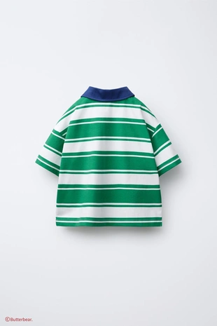 Green | 8054/951/500 - Zara Поло-рубашка в полоску с принтом BUTTERBEAR ©