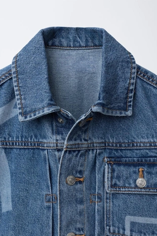 Blue | 4441/820/400 - Zara Джинсовая куртка с принтом