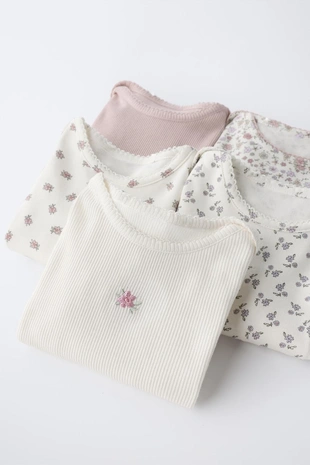 Набор из пяти боди с цветочным принтом- Заказать в России