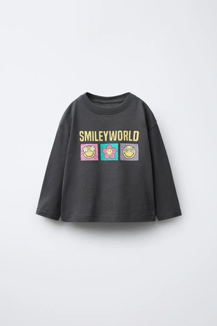 Anthracite grey | 5643/609/807 - Zara Лонгслив с цветочным принтом «смайлик»®