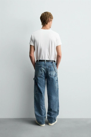 Джинсы в рабочем стиле с эффектом потертости- Заказать в России