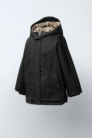 Купить Zara WATER-REPELLENT COATED JACKET WITH FAUX FUR ANIMAL PRINT