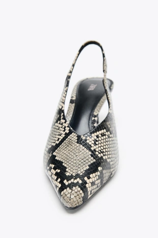 Туфли с открытой пяткой и анималистическим узором- Заказать в России