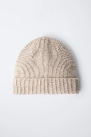 Шапка в рубчик из 100% кашемира