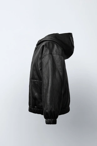 Black | 5644/713/800 - Zara Стеганая куртка из искусственной кожи