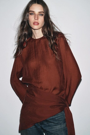 Блуза свободного кроя с платком-трансформером — ZW COLLECTION- Заказать в России