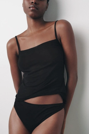 Black | 1067/628/800 - Zara Топ на бретелях SOFT