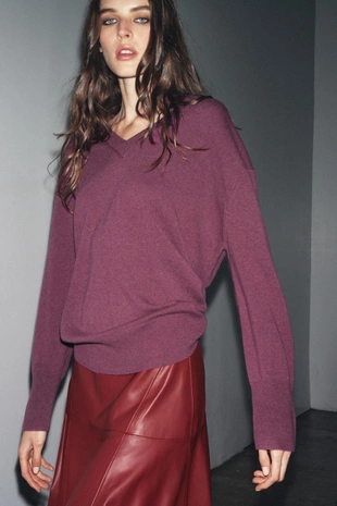 Трикотажный свитер оверсайз из 100% шерсти