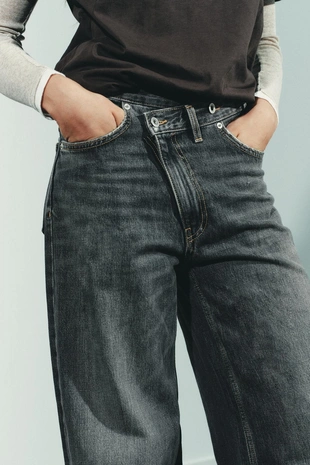 Джинсы TRF WIDE LEG с перекрестной талией и высокой посадкой