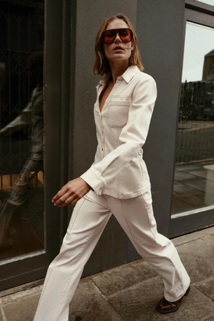 Ecru | 8082/622/712 - Zara Брюки BOOTCUT с отделочной строчкой